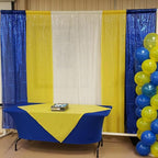 ShinyBeauty Sequin Backdrop Yellow and Royal Blue Backdrop Set of 4, 2FTx8FT Photo Backdrops Shimmer Wall Photograph Backgrounds Glitter Curtains 4 Pieces
