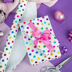 Burymento Rainbow Dots Wrapping Paper, Gift Wrap for Birthday, Valentines, Mothers day, Graduation, Wedding, Fathers day, Baby Shower, Christmas (17in x 32.8ft)