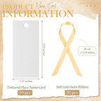 50 Pcs Name Place Cards for Table Setting Blank Wedding Place Cards with Satin Ribbon 1.57 x 3.54 Inch Hanging Gift Tags for Wedding Dinner Banquet Party Table Setting Supplies(Gold)