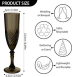 Plastic Champagne Flutes, 12PCS Black Wine Glasses Goblets Cups Shatterproof Reusable Flute for Halloween Weddings Bachelor Parties Toasting and Events(12, Black)