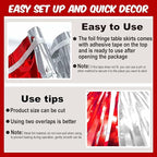 3 Pack Red and Silver Foil Fringe Table Skirts Metallic Tinsel Streamers Garland Banner Backdrop for Table Decor, Parade Float, Birthday, Wedding, Halloween, Christmas Party Decorations(29x108 In)