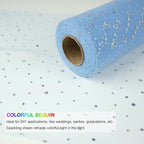 Glitter Tulle Rolls, 6” by 50 Yards (150FT) Sequin Tule Netting Fabric Tulle for Tutu Skirts Sewing Birthday Wedding Party Decoration (Light Blue)