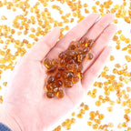 Hilitchi Glass Stones Non-Toxic Beautiful Smooth Vibrant Colors Vase Filler, Table Scatter, Aquarium Fillers, Gems Displaying, Gem Glass Confetti [Amber Stone Aprox. 1lb(455g)/Bag]