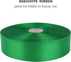 Green Solid Satin Ribbon 1 Inch 50 Yards Solid Polyester Fabric Ribbon for Gift Wrapping Wedding Christmas Baby Shower Birthday Party Decoration Handmade Immortal Flower Craft