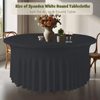 10 Pack Black Round Spandex Tablecloths for 60in Tables, 120Inch Stretchy Fitted 5FT Round Table Clothes,Wrinkle Free Table Cover with Skirt for Wedding Party Dining Banquet