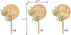 12 PCS Wedding Cupcake Toppers Green Mr & Mrs Wedding Cake Cupcake Decorations in Wood