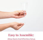 Prestee Stemmed Disposable Wine Glasses - 10 oz Clear Plastic Wine Glasses BPA-Free - Easy Assembly for Parties Weddings Picnics - Durable and Sturdy Wine Plastic Cups - 48 Pack