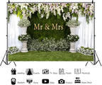 Wedding Arch Flower Backdrop - 10x8ft Mr & Mrs Engagement & Anniversary Photography & Bridal Shower Background
