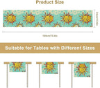 Retro Sun Moon Table Runner, Phase of The Moon Vintage Cloud Table Runner for Kitchen Dinner Living Room Table Runner Yellow Floral, 13x120 Inch Yellow Blue