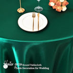 6 Pack 120 Inch Hunter Green Satin Tablecloth - Premium Bright Silky Round Tablecloth Overlay Smooth Fabric Table Cover, Table Decoration for Wedding Party Banquet Events Restaurant Kitchen Dining