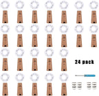 YJFWAL Wine Bottle Lights with Cork,Cork Shape Silver Copper Wire Fairy Mini String Lights,24Pack 20LED Battery Operated for DIY,Party,Wedding,Christmas,Halloween,Decor (Cool White)