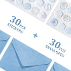 30 Pieces A6 Envelopes with 30 Seal Stickers, 6.32 x 4.45 inch Envelopes for 4 x 6 Wedding Invitation Cards, Greeting Cards, Graduation, Birthday Party Invitations, Blue.