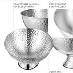 12L Hammered Large Ice Bucket for Parties - 16"x16"x10" Huge Punch Bowl with Ladle - Stainless Steel Bucket for Cocktail Bar - Lightweight Champagne Bucket with Scoop