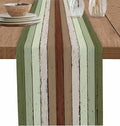 Sage Green Wooden Cotton Linen Table Runner for Dining Kitchen, Wedding Outdoor Party Tablerunners Decoration, Vintage Country Retro Distressed Grain Dresser Scarf Coffee Tablecloth Runners 13''x48''