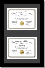 Creative Picture Frames 16X24Bk-B Black Vertical Double Diploma Frame With 2 Opening Black Mat, Holds 2-11X14-Inch Documents With Wall Hanger