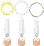 USB Bottle Lights Rechargeable Wine Bottle Fairy Lights Cork LED String Lights 20 LEDs Copper Wire for Table Party DIY Decor