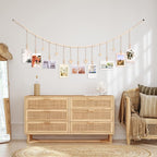 Hanging Photo Display with Clips, 9 Wood Clips, Boho Picture Frames Collage Wall Decor, Photo Hanger for Office Cubicle Decor, Kids Art Display (1)