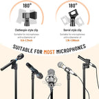 CAHAYA Mic Stand Tripod Boom Arm Floor Microphone Stand Height Adjustable with Carrying Bag and 2 Mic Clips 3/8" to 5/8" Adapter for Singing Performance Podcast