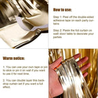 4 Pack Champagne Gold Foil Fringe Curtain Backdrop, 3.28Ft x 8.2Ft Metallic Tinsel Streamer Curtains for Party, Photo Booth Props, Birthday, Graduation Decoration Party Supplies