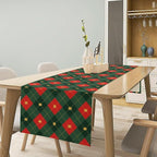Christmas Table Runner,Green Red Xmas Plaid Table Cloth Kitchen Dining Table Decoration for Home Party Decor 13x70 Inch