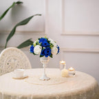 BLOSMON Rose Flowers Artificial for Decoration: 10 Pcs Royal Blue White Fake Kissing Balls for Wedding Table Centerpieces - Artificial Silk Floral Bouquet Arrangements for Home Party DIY Decor