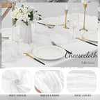 6 Pack White Cheesecloth Table Runner 23x120 inch Rustic Boho Gauze Table Runner 10 FT Long Sheer Cheese Cloth Fabric Table Runners for Romantic Wedding Bridal Shower Birthday Party Decor