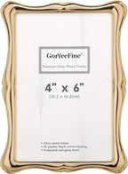 4 x 6'' Premium Alloy Gold Photo Frame - High-End Décor Picture Frames 6x4'' with Velvet Backing,Hi End Décor Metal Frames