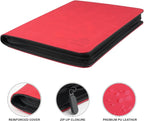 Toploader Binder with 9-Pocket Pages, Holds 288 "3×4" Rigid Toploader Hard Cases, Card Holder for Collectible Cards or Sports Cards, Durable Sleeves for Storage & Display (Red)