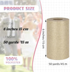 Glitter Tulle Rolls 6” by 50 Yards Sparkle Tulle Fabric Ribbon Sequin Tulle Netting Rolls for DIY Tutu Skirt Wedding Birthday Party Decoration (Ivory)