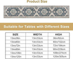 Boho Bohemia Style Table Runner, Vintage Blue Retro Flower Rustic Country Style Floral Print Pattern for Home Kitchen Table Decor Dining Coffee Room Garden Party Decor 13x108in