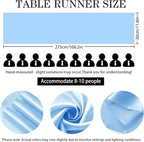 SHEJIZE 20 Pack Light Blue Satin Table Runner 12x108 Inches Long, Bright Silky Smooth Satin Table Runner Table Decor for Wedding Banquet Christmas Prom Event Birthday Party