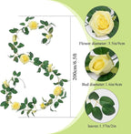 U'Artlines 3 Pack Artificial Yellow Rose Vines Floral Garlands Total 19.5 Ft Fake Vine Silk Flower Garland for Indoor Outdoor Home Wedding Arch Garden Wall Decoration