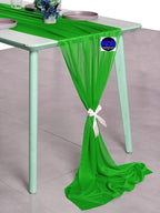 MDS Halloween Chiffon Table Runner - 5 Pack, 29 x 170 Inches, 14ft Each - Sheer Spooky Table Runners for Haunted House Parties, Trick-or-Treat Tables, Witchy Décor, Wedding & Events - Green