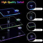 Cupcake Stand for 24 Cupcakes, 3 Tier Cupcake Holder with Rechargeable LED, 7 Colors Light Cupcake Tower, Acrylic Dessert Table Display Set for Weddings, Christmas, Birthday, Parties