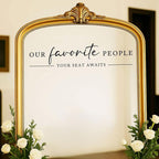 Our Favorite People Vinyl Decal, Find Your Seat Vinyl Decal, Wedding Sign Decal, Seating Chart Sticker, Our Favorite People Sticker, Wedding Removable Adhesive (Black, Wide 20")