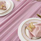 1Pack 9ft Chiffon Table Runner 14x108 Inch Sheer Romantic Table Runner for Wedding Birthday Party Bridal Shower Outdoor Decoration-Dusty Pink