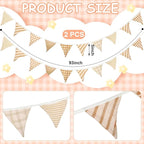 Oudain 15.5 ft Pennant Banner Flags, 2 Pcs Nursery Garland Triangle Bunting Flag Baby Banner for Nursery Decor Baby Birthday Boho Wedding Shower Party Event, Each 7.75 ft(Vivid Color)