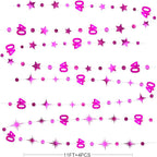 Hot Pink 40th Birthday Decorations Number 40 Circle Dot Twinkle Star Garland Metallic Hanging Streamer Bunting Banner Backdrop for Women Cheers to 40 Years Old Bday Forty Anniversary Party Supplies