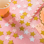 MOWO Glitter Five Stars Confetti Wedding Party Decor and Table Decor, 1.2’’ in Diameter (glitter gold,pink,white,200pc)