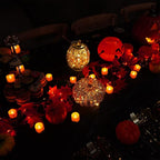 Homemory Halloween 12 Pack Orange Tea Light Candles, Battery Operated LED Tealights, Small Pumpkins Lights, Flameless, Electric Fake Tea Candles, 1.4"x1.25"