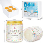 Happy Birthday Candles Set, 4 Pack Birthday Candle Gifts for Women, Unique Best Friend Birthday Gifts Ideas for Her and Him, Natural Soy Candle Scent of Vanilla Coconut/Lavender/Eucalyptus Mint - 7oz