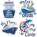 Hoteam 4 Pcs My First Cruise Door Decorations Magnetic Large My 1st Cruise Door Magnets Decor Funny Waterproof Anchor Life Preserver Ring Nautical Magnets for Carnival Cabin Stateroom Fridge Car