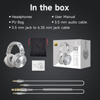 OneOdio Wired Over Ear Headphones Studio Monitor & Mixing DJ Stereo Headsets with 50mm Neodymium Drivers and 1/4 to 3.5mm Jack for AMP Computer Recording Podcast Keyboard Guitar Laptop - Silver