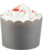Panificio 10 Ounce Cupcake Wrappers, 200 Scalloped Baking Cups - Oven-Ready, Greaseproof, Gray Paper Cupcake Liners, Disposable, For Birthdays, Baby Showers, Or Weddings - Restaurantware