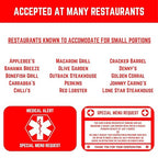 Bariatric Card for Restaurants, Special Menu Request Card, Portion Control Restaurant Request for Bariatric or Gastric Sleeve Patients, Wallet Sized, Set of 2 Cards (2, Red, 3.375in x 2.125in)