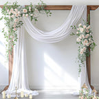 Socomi Wedding Arch Draping Fabric 2 Panels 29" x 19Ft White Sheer Chiffon Curtain Drapes 6 Yards for Wedding Ceremony Birthday Party Decoration