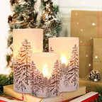 Silverstro Christmas Tree Flameless Candles with Remote Control & Timer Function, Real Wax Glass Candles, Home Party Wedding Holiday Xmas Decor, Set of 3