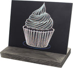 5 X 6 Inch Mini Tabletop Chalkboard Signs with Rustic Style Wood Base Stands, Set of 4，Include 3 chalks