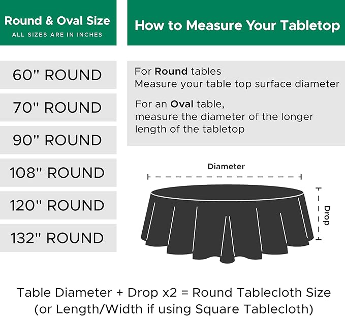 Biscaynebay Textured Fabric Christmas Round Table Cloth 90", Hunter Green Water Resistant Folding Table Covers for Dining, Kitchen, Wedding & Parties Machine Washable