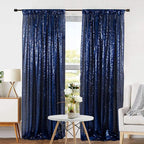 Eternal Beauty Sequin Backdrop Curtains, 2x8 Ft-2 Panels Navy Blue Back Drop for Shimmer Photography Party Wedding Birthday Decor